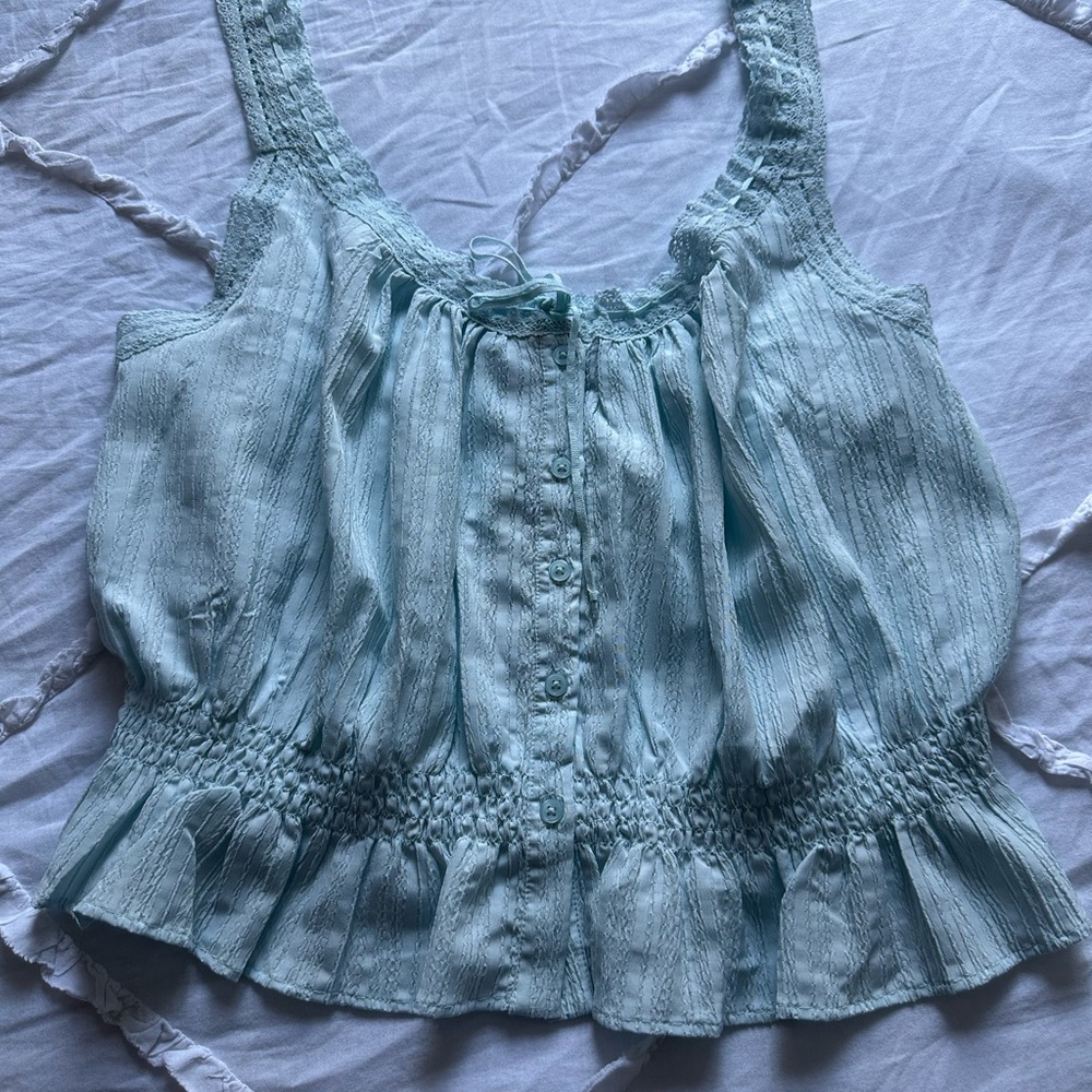 Light Blue Sleeveless Women's Top
